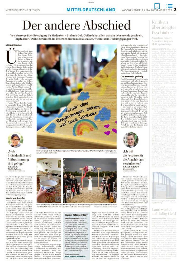Abschiedsplaner in der Süddeutschen Zeitung